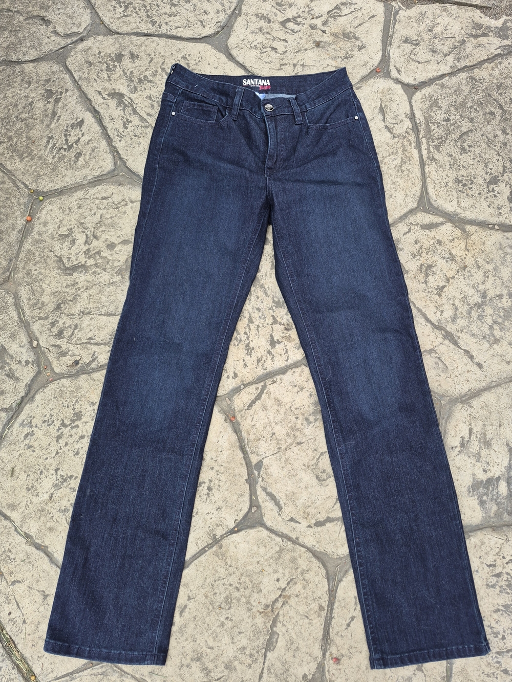 Women Santana Jeans, Stretch. Size 8 x 30 Dark Wash Straight Leg Comfortable EUC